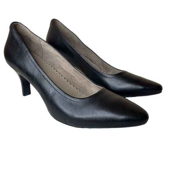 Rockport Black Leather Pumps Comfort Craving Pilot Path Size 10 Narrow - Picture 1 of 16